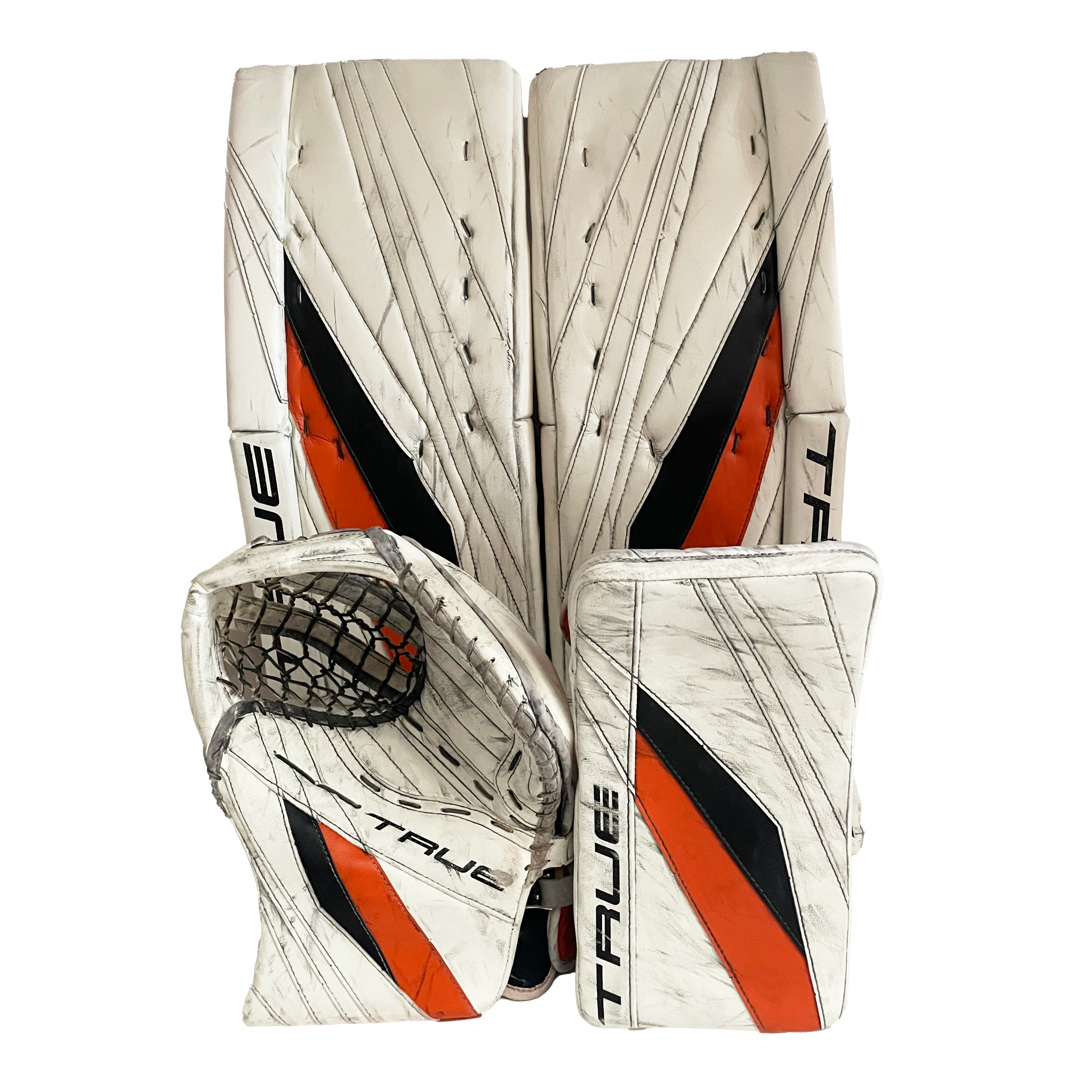 True L20.2 - Ensemble complet de protections de gardien de but Pro Stock d'occasion (blanc/noir/orange)